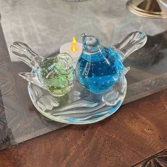 Partylite Birds of Spring Tealight Candle Holder Art Glass Bubbles Rare Retired - Picture 5 of 10